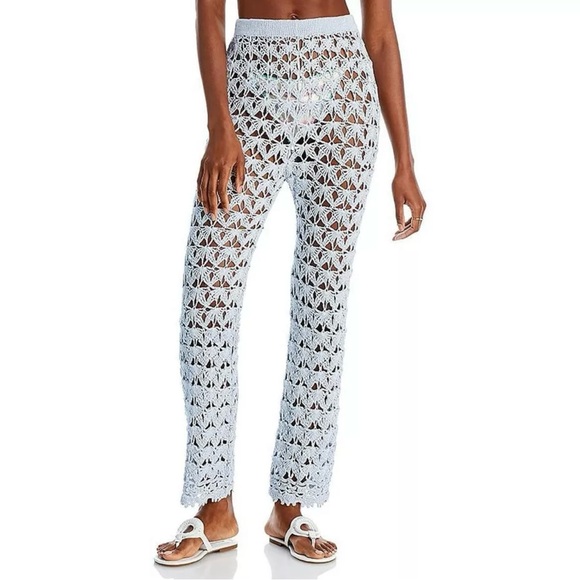 Capittana April Crochet Cover-Up Pants Women's XS/S Light Blue Pull-On